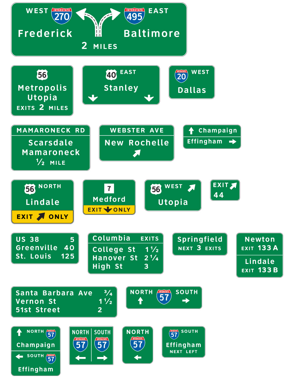 Freeway & Expressway Guide Signs Proportion Based Grid ClearviewHWY